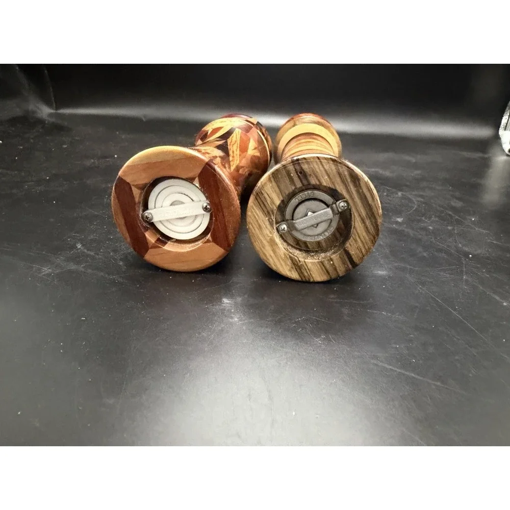 Handcrafted Segmented Exotic Wood Salt & Pepper Mill Grinder Set